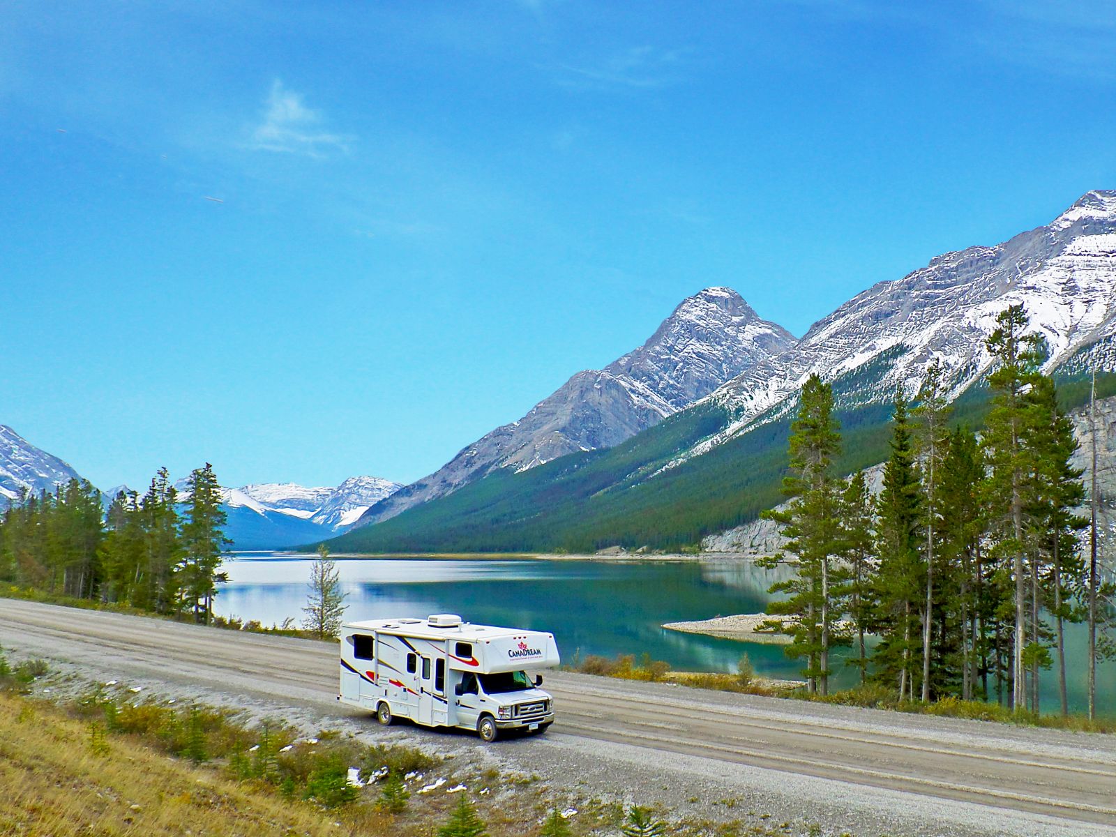 Maxi Motorhome MHA Exterior Scenic Alberta Lake Kananaskis